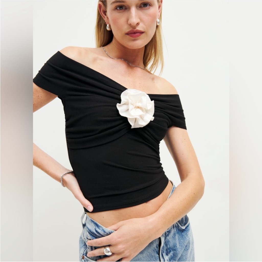 Reformation Off The Shoulder Rosette Top